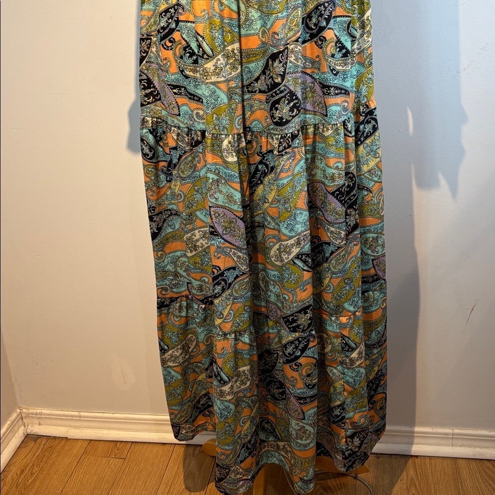 Lemonwood paisley print silk blend tiered maxi dress size S/M - Picture 11 of 15